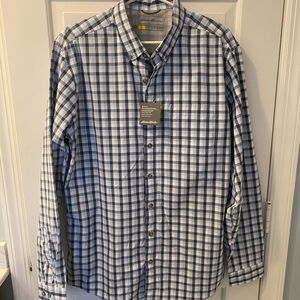 NWT Eddie Bauer Windowpane Poplin EZ Care Shirt. SZ Tall - Large Never tried on.